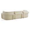 Curvaceous boucle cream three seater sofa with deep buttoning detail on backrest