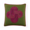 Green cushion with pink artwork