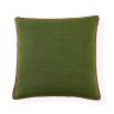 Green cushion with pink artwork