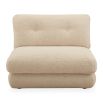 Cream boucle armless modular sofa piece 