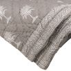 Grey bedspread with palm print