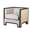 velvet armchair with deep buttoning and woven oak frame