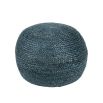 A luxurious, charcoal-toned woven jute pouffe 