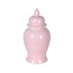 A beautiful ceramic jar with a pastel pink colour 