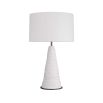 Ivory riverstone lamp in a tapered, conical silhouette with subtle ridged texture