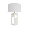 Side lamp with intersecting panels in matte ivory resin