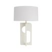 Side lamp with intersecting panels in matte ivory resin