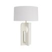 Side lamp with intersecting panels in matte ivory resin