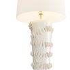 Aquatic and coral inspired ivory ceramic lamp with crackle finish