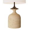 Tulip shaped faux travertine lamp in neutral sand shade