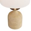 Tulip shaped faux travertine lamp in neutral sand shade