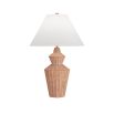 Angular, faceted lamp shape created in white-washed terracotta