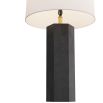 Black hexagonal side lamp with brass accents