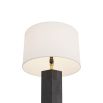 Black hexagonal side lamp with brass accents