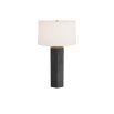 Black hexagonal side lamp with brass accents