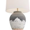 Terracotta and graphite lamp with distressed finish 