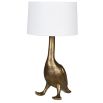 Decorative, antique gold goose design table lamp with white shade