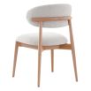 The Blockley dining chair, with its contemporary curves, luxurious linen upholstery, and solid oak frame, adds modern elegance to any dining room, and is complemented by a matching Counter Stool.