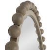 Natural finished round mirror with wooden spheres surrounding the border