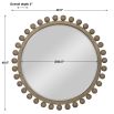 Natural finished round mirror with wooden spheres surrounding the border