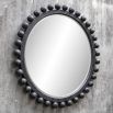 Sculptured ebony wooden framed mirror with surrounding spheres