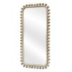 Large rectangular mirror lined with natural wooden solid spheres