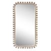Large rectangular mirror lined with natural wooden solid spheres