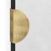 Rectangular wall mirror with black border and brass semi-circle clips 