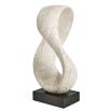 Twisted travertine texture sculpture on black block base