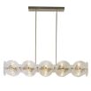 Beautiful brass chandelier with bubbled glass discs diffusing the light of 10 bulbs