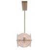 Beautiful brass chandelier with bubbled glass discs diffusing the light of 10 bulbs