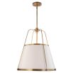 White ceiling light with brass frame details