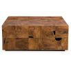 Modern teak coffee table with cube inlay finish