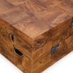 Modern teak coffee table with cube inlay finish