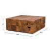 Modern teak coffee table with cube inlay finish