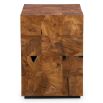 Teak wooden side table with square inlay design