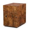 Teak wooden side table with square inlay design