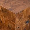 Teak wooden side table with square inlay design