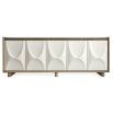 Contemporary sideboard with wooden edge and cream coloured doors