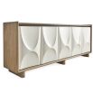 Contemporary sideboard with wooden edge and cream coloured doors