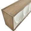 Contemporary sideboard with wooden edge and cream coloured doors