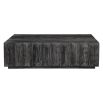 Bold black wooden coffee table with bevelled panel sides