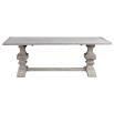 A grand farmhouse style extendable dining table with a gorgeous grey/off-white finish 