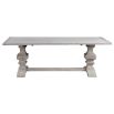 A grand farmhouse style extendable dining table with a gorgeous grey/off-white finish 