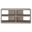 grey washed console table with minimal structured appeal