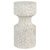 Gorgeously textured wood side table with whittled pattern 