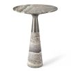 striking grey marble side table with brushed silver detail