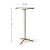 Glamorous, slender side table crafted from white marble with brass accents