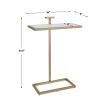 Elegant and understated tall side table with white surface and brass frame