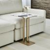 Brass base side table with black and white marble top